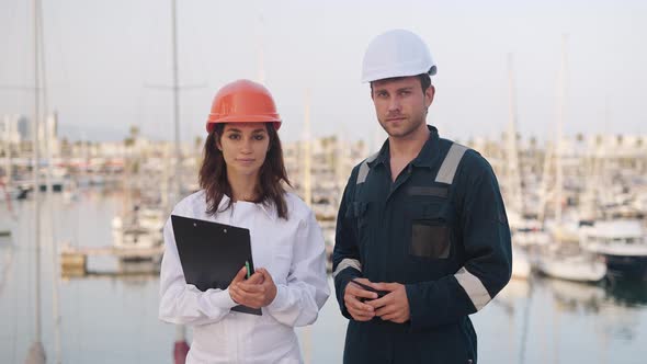 Seafarers Man and Woman Working Together in Yacht Club
