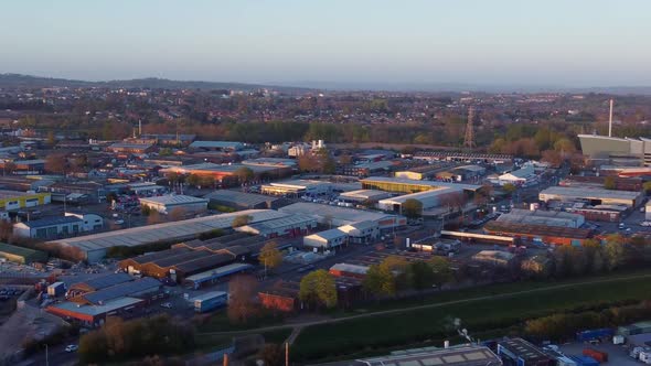 Aerial view sideways dolly of Exeter Waste Recover Facility in the UK.