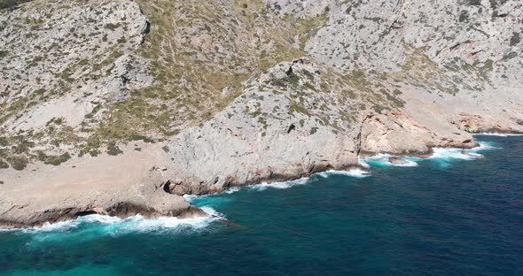 Mallorca Drone Rotation Blue Water On The Rocks