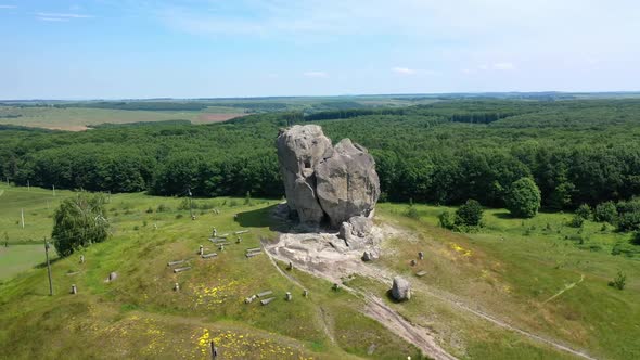 Aerial Drone View of Famous Ukrainian Historical Pidkamin Place