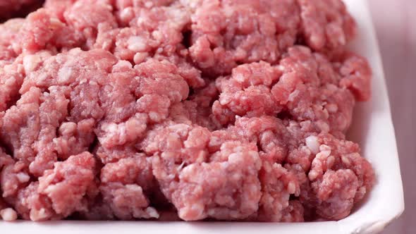 Close Up of Beef Mince in a Packet on Table