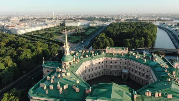 Mikhailovsky Castle in St. Petersburg Aerial View