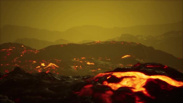 Lava Field Under Sunset Lights