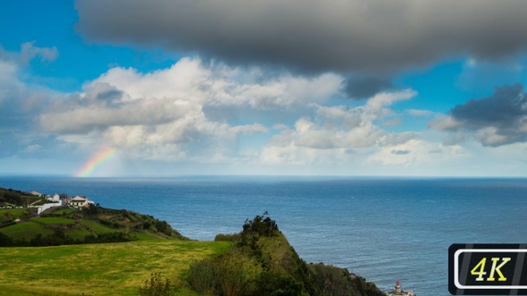 Rainbow over the Ocean and Azores Coastline