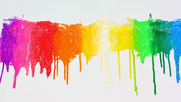 The Colors Flow From The Pile Of Paints.