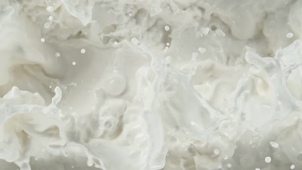 Super Slow Motion Shot of Splashing Fresh Cream at 1000 Fps