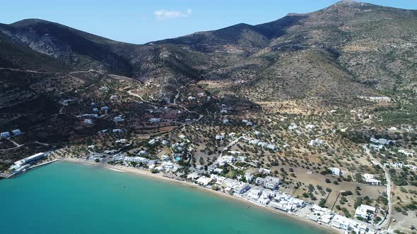 Village of Platis on the island of Sifnos in the Cyclades in Greece from the sky