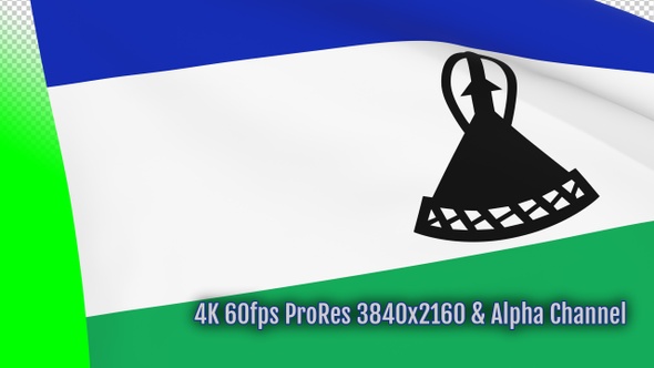 Lesotho waving flag transition 4k and 1080 HD footage with alpha channel