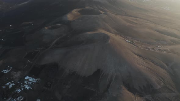 Aerial view of Caldera Blanca on Lanzarote island, Canary Islands, Spain.