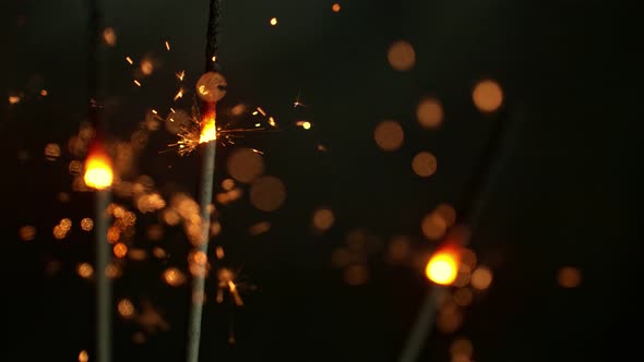 Super Slow Motion Romantic Sparkler Background at 1000Fps