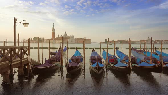 Traditional Gondolas on Canal Grande in Venice