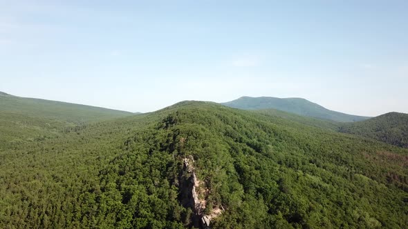 Aerial Nature View of Caucasus Mountain at Sunny Morning