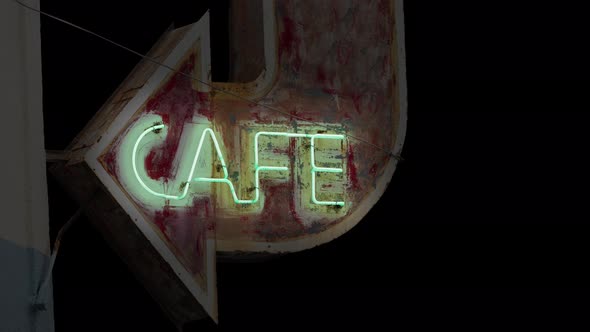 Isoated Grungy Neon Cafe Sign