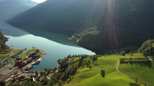 Aurlandsfjord Town Of Flam at Dawn