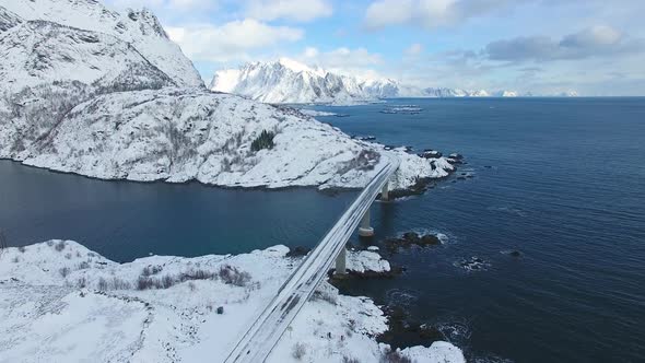 Aerial view of the Lofoten bridge