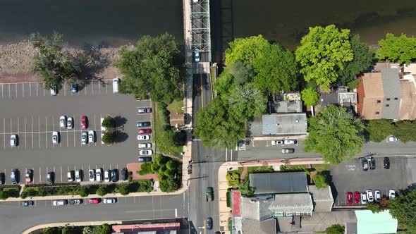 Overhead View of Lambertville New Jersey USA the Small Town Residential Suburban Area with Bridge