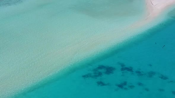 Romantic texture of coast beach wildlife by clear sea and sand background near sandbar
