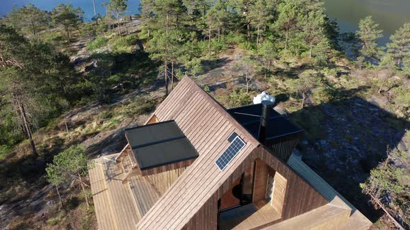 Public day-trip cabin at Tettaneset Stanghelle in Vaksdal Norway - aerial view of cabin given to all