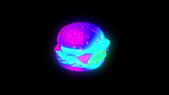 3D Burger Flying Psychedelic Animation for Colorful NFT