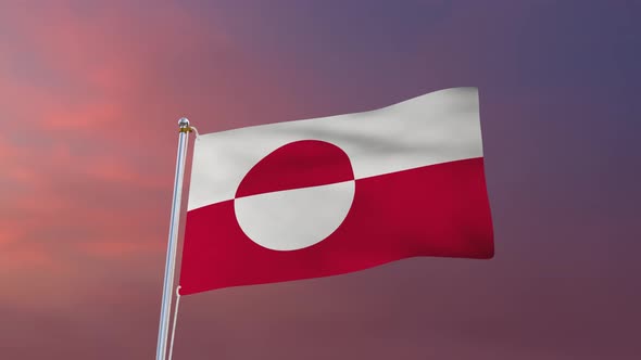 Flag Of Greenland Waving 4k