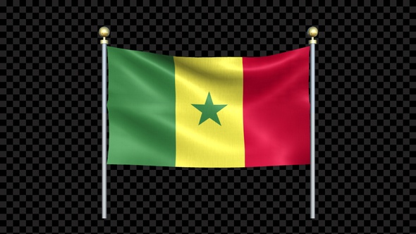 Senegal Flag Waving In Double Pole Looped