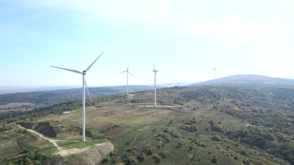 Aerial View of Wind Renewable Electricity Plant