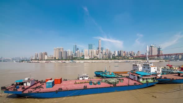 Time lapse of Modern metropolis skyline , Chongqing, China