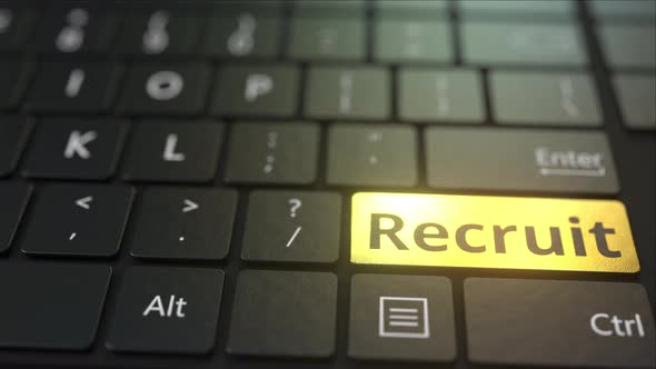 Black Computer Keyboard and Gold Recruit Key alt