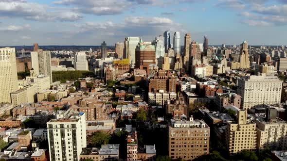 Aerial View of Downtown Brooklyn with Traditional Building in Brooklyn Heights. New York City. USA
