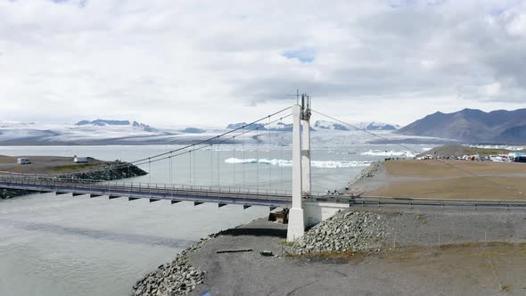 Scenic View Of Road Bridge Over Jokulsarlon Glacier Lagoon In Southern Iceland