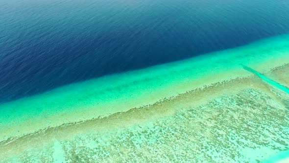 Aerial drone view nature of paradise coastline beach holiday by blue water and bright sandy backgrou