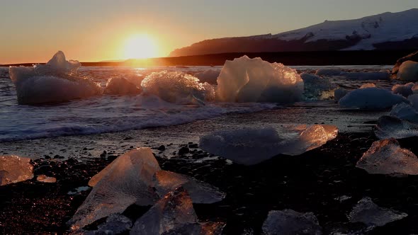 Iceland Black Sand Beach Icebergs