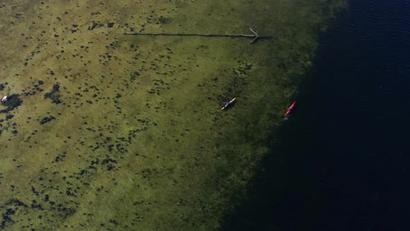 Aerial Footage Of Two Kayaks Paddling Over The Sea, Drone Stock Footage By Drone Rune