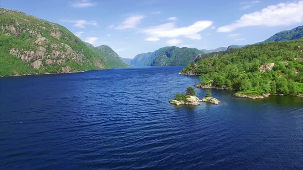 Fjord in Norway, aerial footage