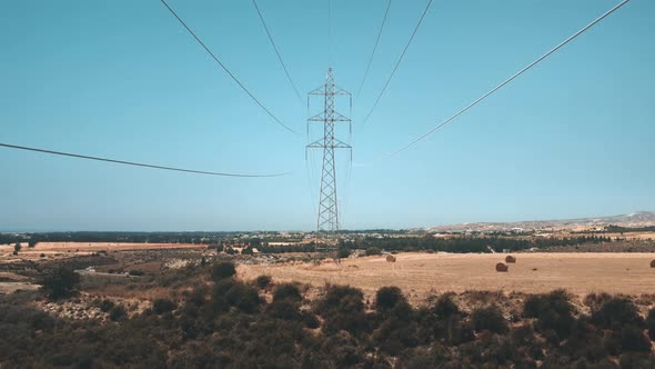 Electric Pole Wires on Beveled Yellow Field