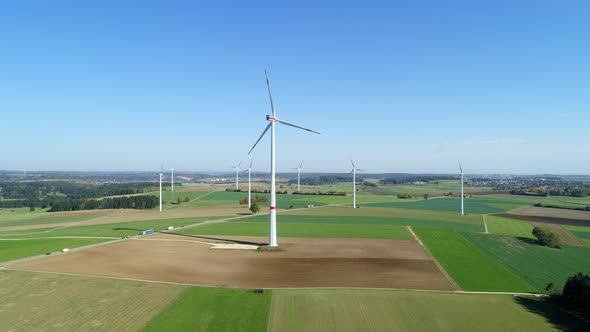 Slow motion shot of wind turbines, Swabian Alb, Germany