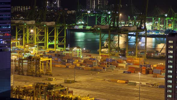 Singapore Night Container Port Logistics