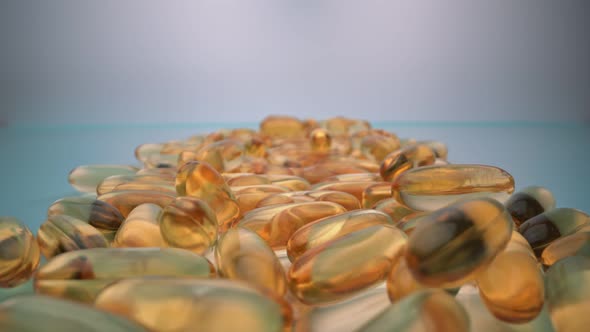 Extreme Macro in Motion Yellow Omega Capsules for Replenishing Fats and Vitamins in Nutrition and