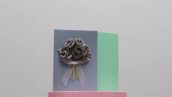 Homemade greeting card. Stands on a rotating stage.