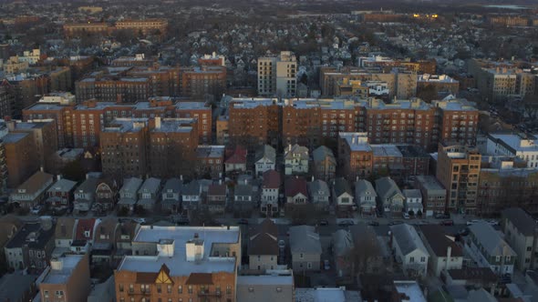 Flying over Brooklyn neighborhood