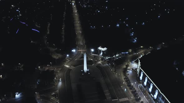 Aerial Drone View of Night Odessa Ukraine