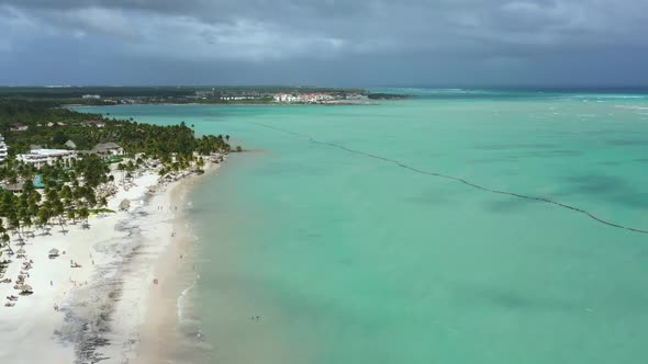 Juanillo Beach with Palm Trees White Sand and Turquoise Caribbean Sea