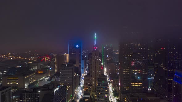 Evening Hyper Lapse Footage of High Skyscrapers in Business District Dallas USA