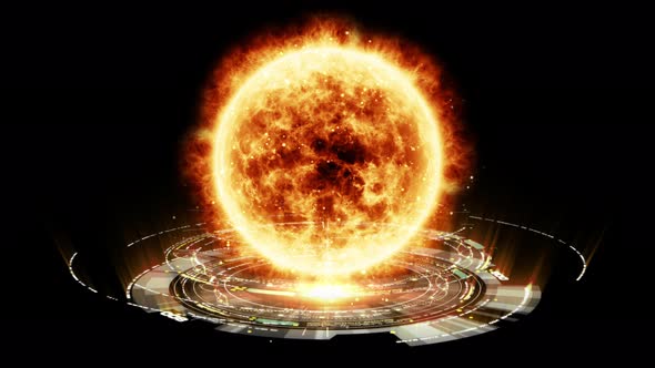 Futuristic HUD Sun Solar Flare Particles coronal mass ejections