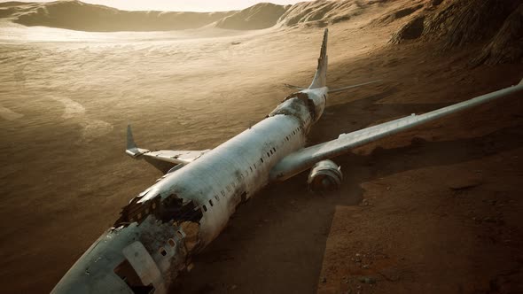 Abandoned Crushed Plane in Desert