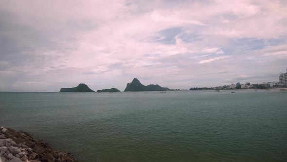 Looking from the bay at the water in Thailand. (slow motion - Angle 001)