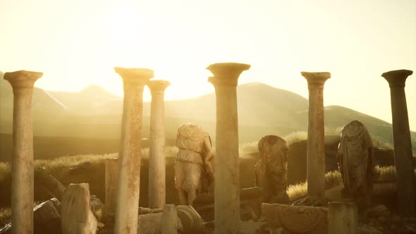 Old Roman Temple Ruins at Sunset