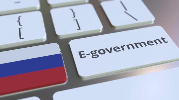 Electronic Government Text and Flag of Russia on the Keyboard