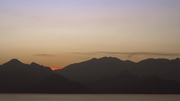 Sunset in the mountains by the sea