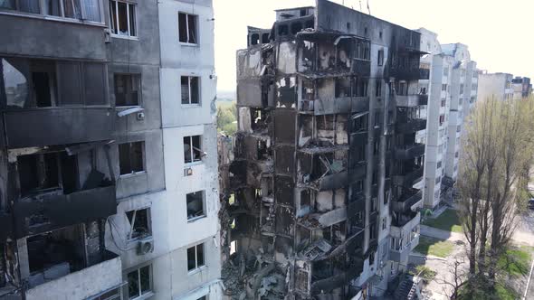 Consequences of the War  Ruined Residential Building in Borodyanka Ukraine